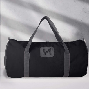 Modern Monogram Simple Black Fitness Duffle Bag