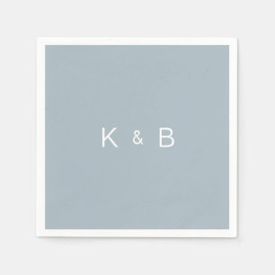 Modern Monogram Simple Dusty Blue Cocktail Napkin