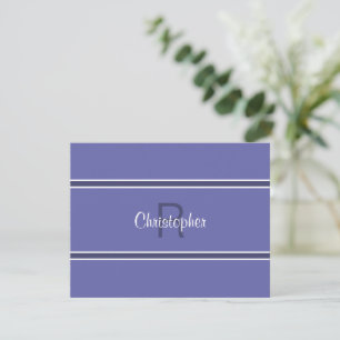 Modern Monogram Simple Initial Name Blue Card
