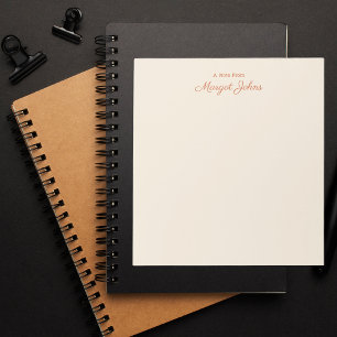 Modern Monogram Simple Stylish White Ivory & Coral Notepad