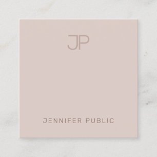 Modern Monogram Sleek Plain Professional Elegant Square Business Card