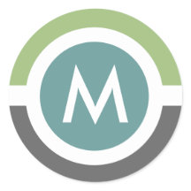 Modern Monogram Sticker - Grey/Green