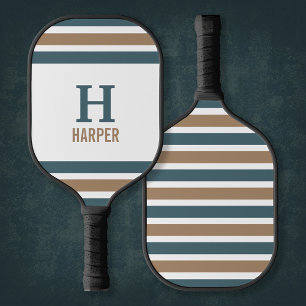 Modern Monogram Striped Pickleball Paddle