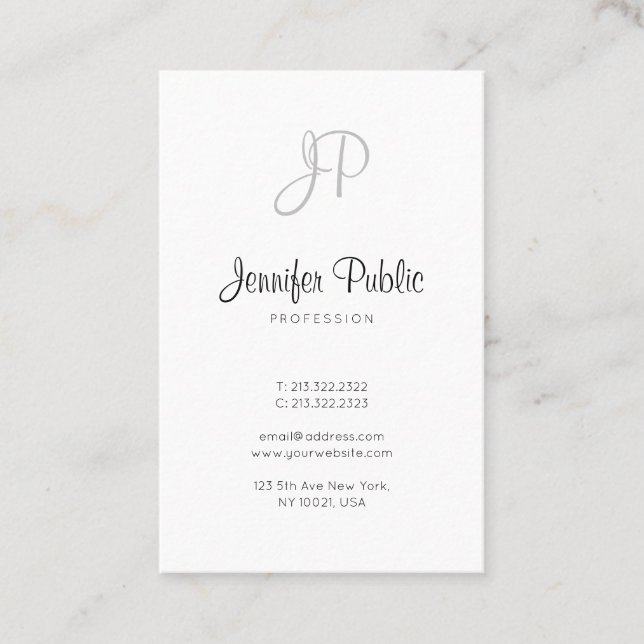 Modern Monogram Stylish Calligraphy Simple Design Business Card (Front)