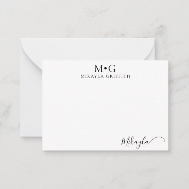 Modern Monogram Stylish Script Custom Card (Front)