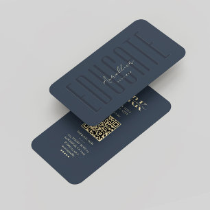 Modern Monogram Teacher Education Dark Blue Gold Business Card