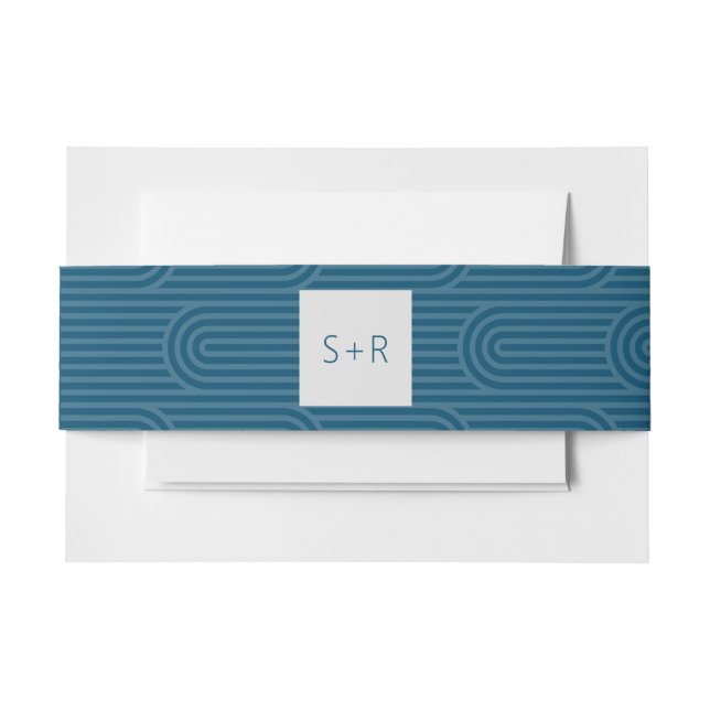Modern Monogram Teal Arch Invitation Belly Band (Front Example)