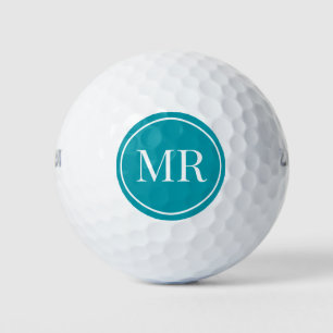 Modern Monogram Teal Golf Balls