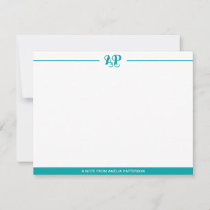 Modern Monogram Teal Green Card