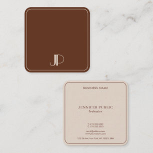 Modern Monogram Template Luxury Elegant Terracotta Square Business Card