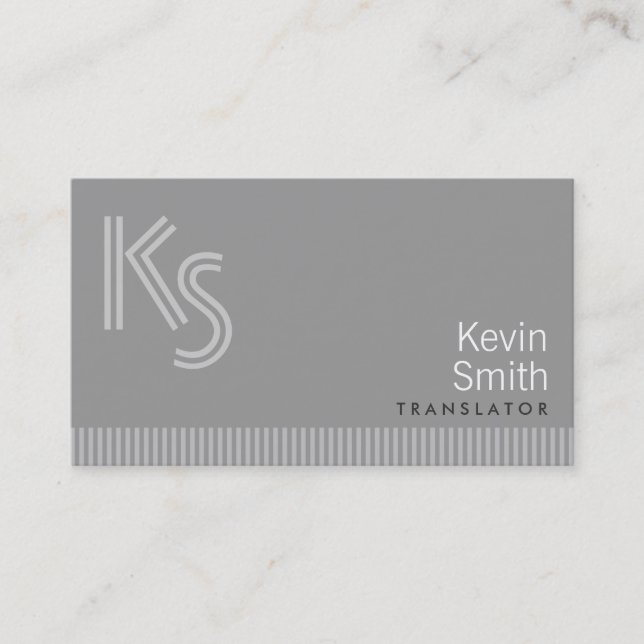 Modern Monogram Translator Business Card (Front)