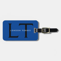 Modern Monogram Trendy Blue Black 