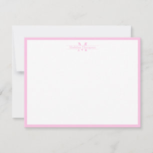 Modern Monogram Typography Blush Pink Border Card
