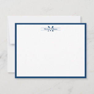 Modern Monogram Typography Navy Blue Border Card