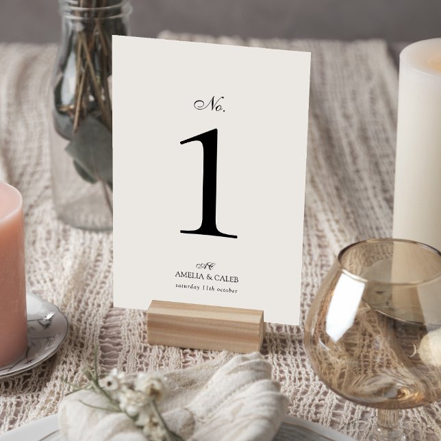 Modern Monogram Typography Script Wedding  Table Number (Creator Uploaded)