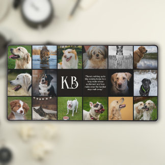 Modern Monogram Unique 16 Photo Collage Desk Mat