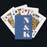 Modern Monogram Vibrant Blue Custom Wedding Favour Playing Cards<br><div class="desc">Add a stylish and personal touch to your game nights with these modern custom playing cards in vibrant blue. Featuring bold serif initials, this chic design is perfect for couples, families, or anyone who loves a sophisticated aesthetic. Whether for poker nights, a fun party gift, or a unique wedding favour,...</div>
