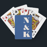 Modern Monogram Vibrant Blue Custom Wedding Favour Playing Cards<br><div class="desc">Add a stylish and personal touch to your game nights with these modern custom playing cards in vibrant blue. Featuring bold serif initials, this chic design is perfect for couples, families, or anyone who loves a sophisticated aesthetic. Whether for poker nights, a fun party gift, or a unique wedding favour,...</div>