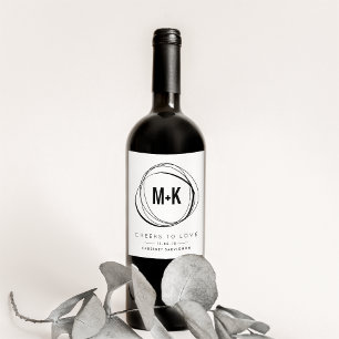 Modern Monogram Wedding Favour Wine Labels