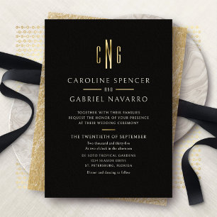 Modern Monogram Wedding Foil Invitation