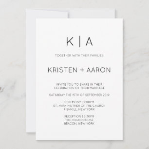 Modern Monogram Wedding Invitation