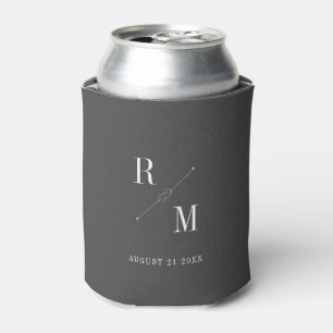 Modern Monogram Wedding Knot Minimalist Simple Can Cooler