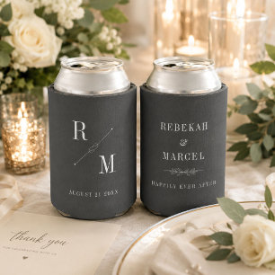Modern Monogram Wedding Knot Minimalist Simple Can Cooler