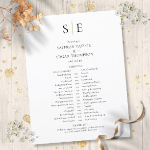 Modern Monogram Wedding Schedule Timeline