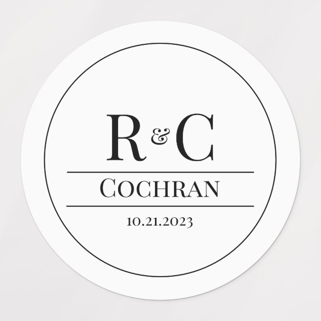 Modern Monogram Wedding Stickers (Design 1)