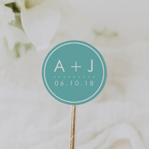 Modern Monogram Wedding Stickers Pool