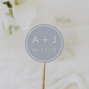 Modern Monogram Wedding Stickers Slate