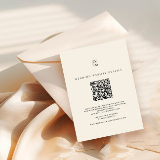 Modern Monogram Wedding Website Details QR Code Enclosure Card