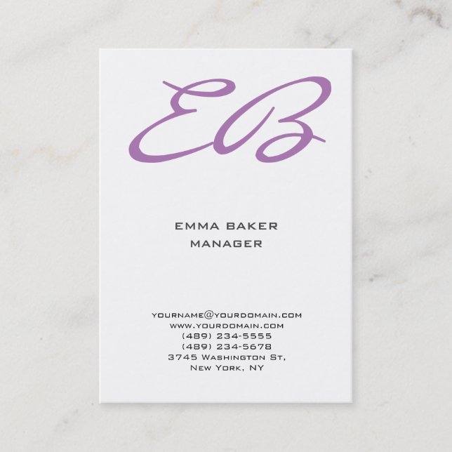 Modern monogram white background unique business card (Front)