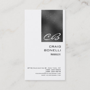 Modern Monogram White Black Grey Business Card
