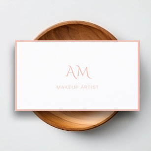 Modern, Monogram, White-Blush Business Card