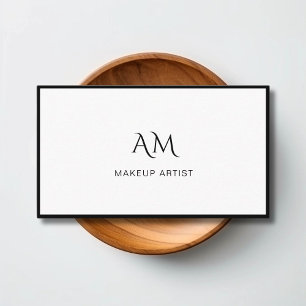 Modern, Monogram, White Business Card