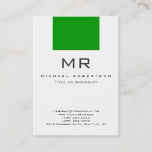 Modern Monogram White Green Clean Business Card