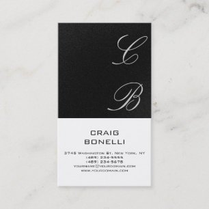 Modern Monogram White Grey Plain Business Card
