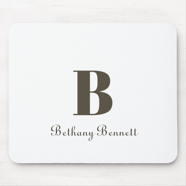Modern Monogram White Mouse Pad (Front)