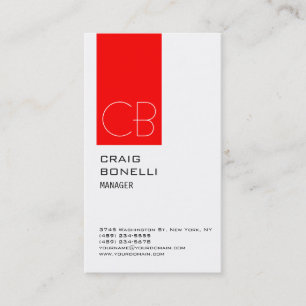 Modern Monogram White Red Attractive Business Card