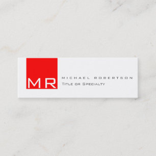 Modern Monogram White Red Clean Business Card