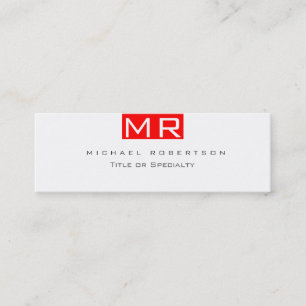Modern Monogram White Red Clean Business Card