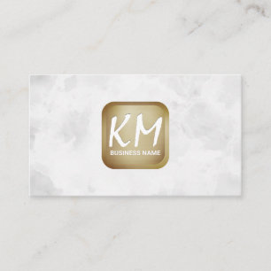 Modern Monogram White Texture Background Business Card