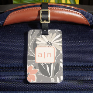 Modern Monogram Wildflowers Luggage Tag