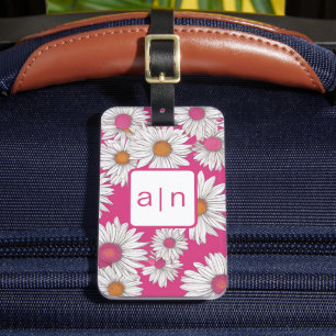 Modern Monogram Wildflowers Luggage Tag
