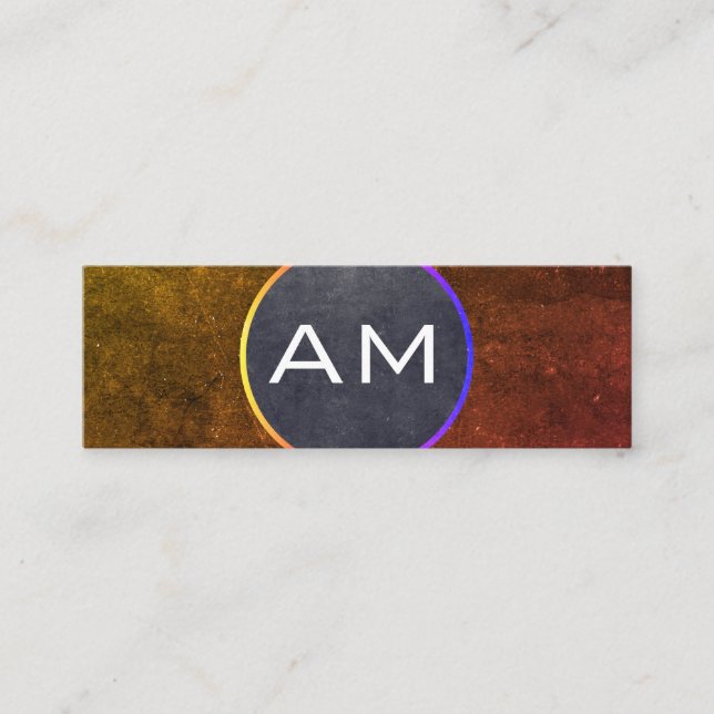 Modern Monogram with Texturised Colour Ways Mini Business Card (Front)