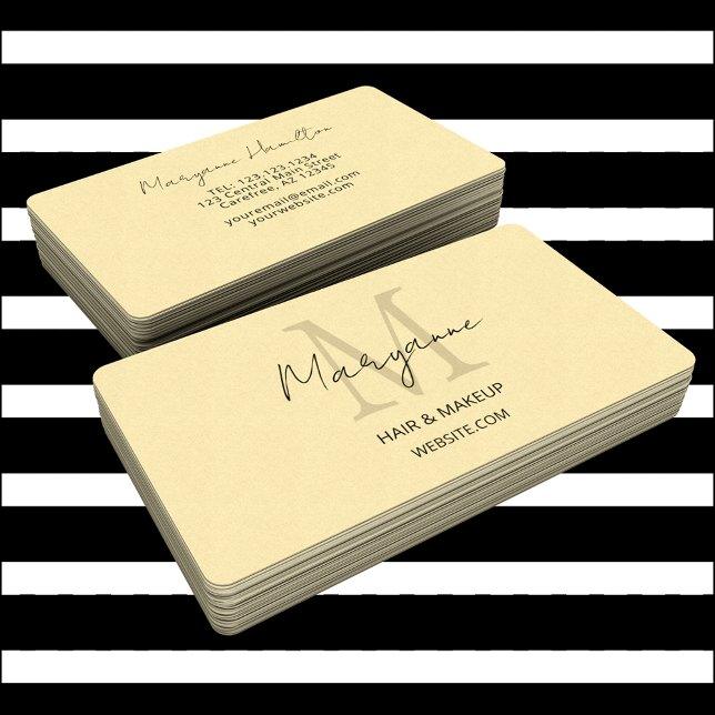 Modern Monogram Yellow Business Card (Creator Uploaded)