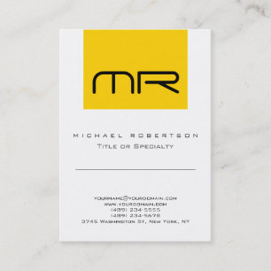 Modern Monogram Yellow White Cute Business Card