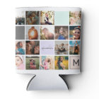 Modern monogram your family 16 photo collage grid