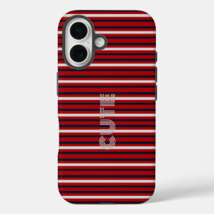 Modern Monogramed Striped iPhone 16 Case